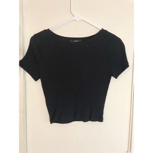 Black Jersey Stretch Crop Top